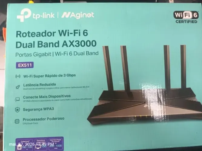 Roteador TP-Link EX511 Wi-Fi 6 Gigabit AX3000 - Novo na Caixa