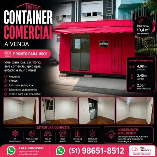 ? LOJA CONTAINER / MÓDULO COMERCIAL À VENDA ? Excelente oportunidade C/Ar condicionado