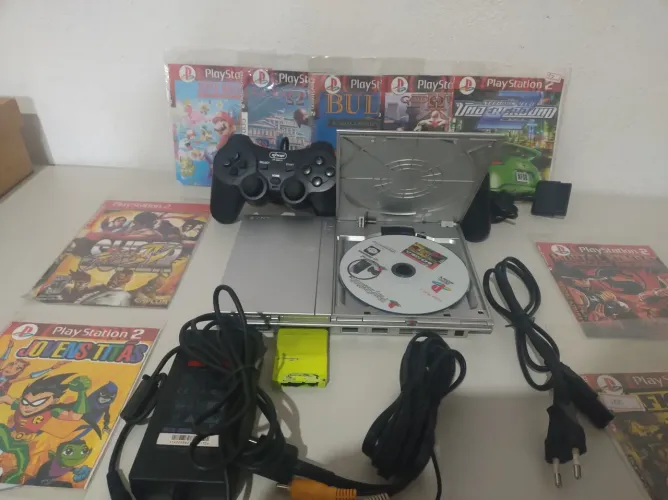 Playstation 2 prata leitor funcionando
