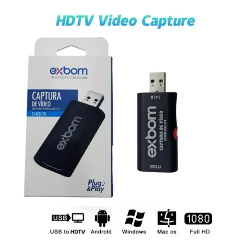 Placa Captura de Vídeo Hdmi Para Usb Exbom
