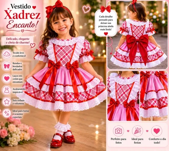 Vestido Junino - peça única e exclusiva feita por costureira