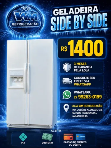 Geladeira Side by Side - R$ 1.400 | Seminova | 3 Meses de Garantia