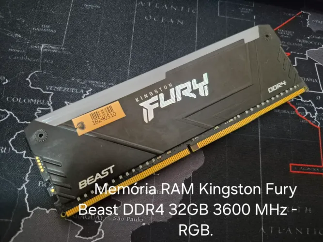 MEMORIA RAM PC KINGSTON FURY BEAST<br>DDR4 32GB 3600MHZ PRETO RGB<br>(KF436C18BB2A-32)