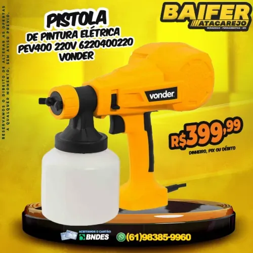 Pistola de Pintura Elétrica PEV400 220v 6220400220 Vonder