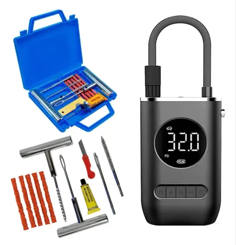 Kit Reparo Premium Pneu Maleta + Mini Compressor Portátil