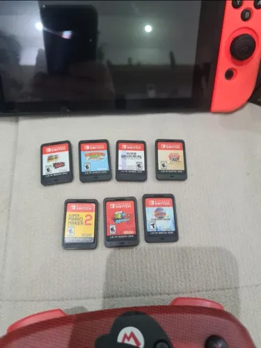 Nintendo Switch com mais um controle mais 7 jogos