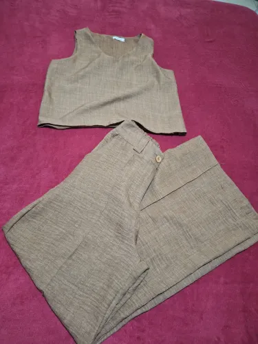 Conjuntos tecido calça pantalona usado uma vez