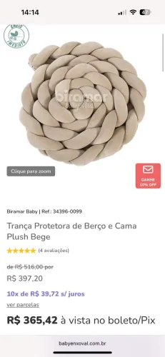 Trança Protetora de Berço e Cama Plush Bege