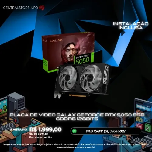 PLACA DE VÍDEO RTX 5050 8GB GDDR6 128BITS NVIDIA