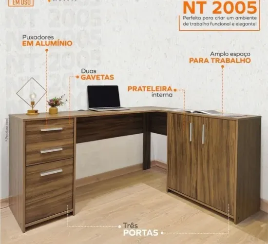 ? Mesa em L Premium - Pronta Entrega + Montagem GRÁTIS! Transforme Seu Espaço Agora!