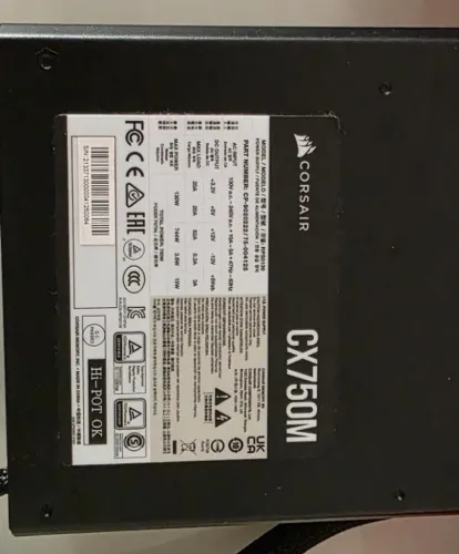 Fonte Corsair CX750M 750W 80 Plus Bronze Semi-Modular CP-9020222-BR