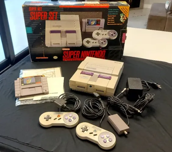 Console Super Nintendo Completo Original + Caixa Com Manuais