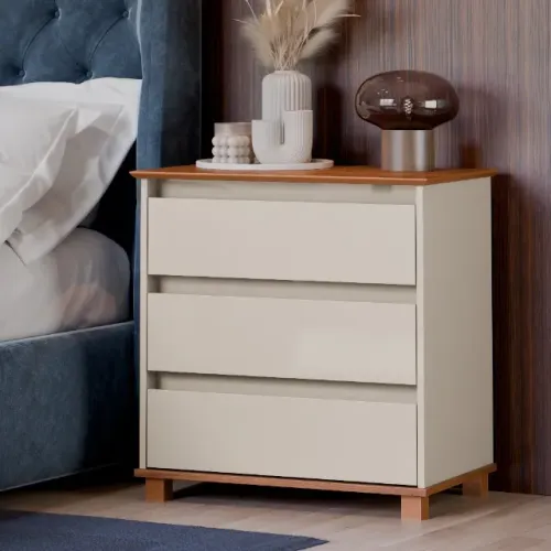 Mini Cômoda 3 Gavetas Tampo em MDF Pés em Madeira Várias Cores NOVA