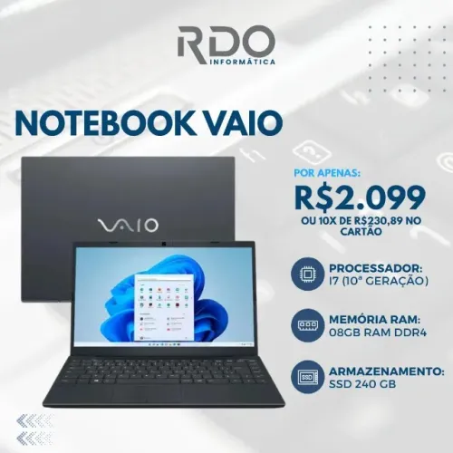 Notebook Vaio Intel Core i7 10ª Geração Rápido e Confiável
