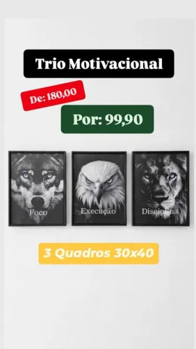 PROMOÇÃO - Trio de Quadros 30x40 com moldura caixa alta moderna