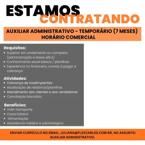 Auxiliar administrativo- temporário 