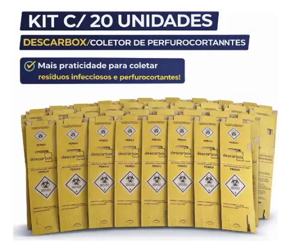 Coletor de material Perfuro Cortante descarbox Ecologic 3 Litros -Caixa C /20 Unidade