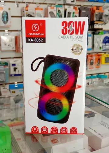 Caixa de Som Portátil Bluetooth 30W Com LED RGB - Novo