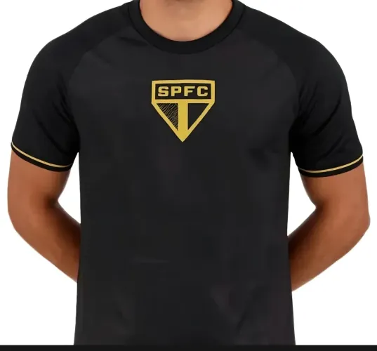 Camiseta preta infantil São Paulo frequência Braziline tamanho 12