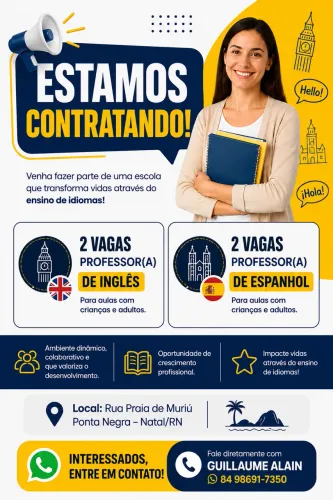     Estamos Contratando: Professores(as) de Inglês e Espanhol
