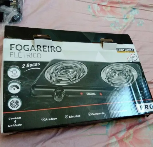 Fogão elétrico 2 boca preto, fogão portátil 