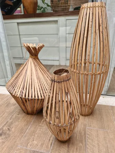 Kit luminárias bambu