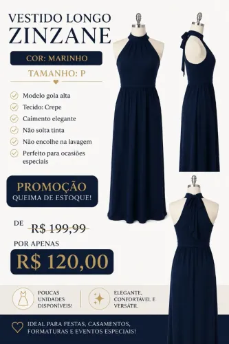 Vestido Longo Zinzane Feminino - Novo