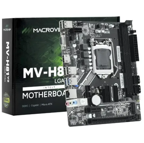 PLACA MÃE LGA 1150 MACROVIP MV-H81V2 M.2/VGA/HDMI/DDR3
