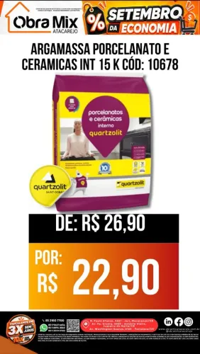 Argamassa porcelanato e cerâmicas INTERNO 15KG