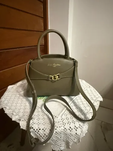Bolsa Mini Luiza Barcelos Couro Verde Oliva Alça Tiracolo - Original
