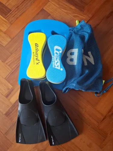 Kit Infantil de nadadeira pé de pato, flutuadores, prancha e sacola para natação