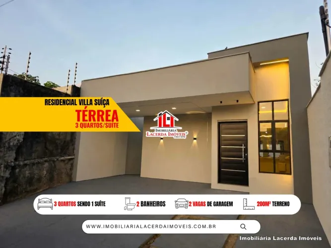 Residencial Villa Suíça, Casa Térrea com 3 Quartos Sendo 1 Suíte com Quintal Amplo