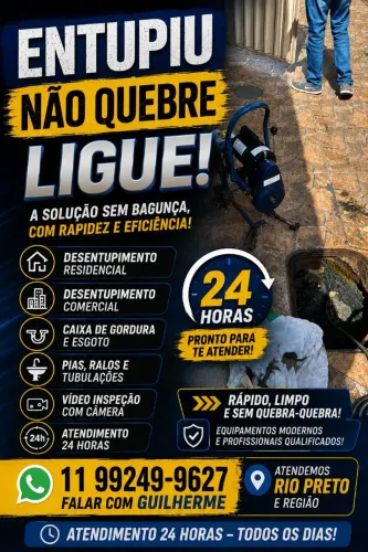 Desentupidora Araujo atendimento de qualidade e eficiência equipamentos profissionais