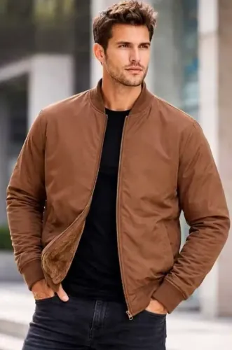Jaqueta masculina bomber peluciada