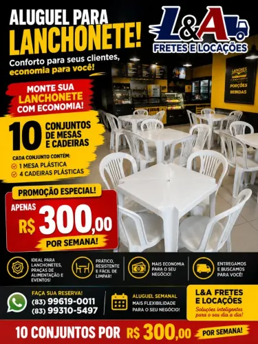Aluguel de mesas e cadeiras semanal