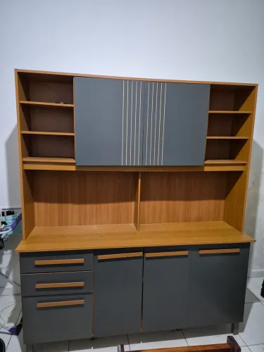 Armário de Cozinha 6 Portas 2 gavetas<br><br>Gavetas Adelle Yescasa | Grafite e Madeira