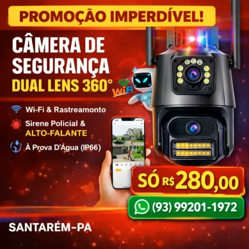 CÂMERA 4K LENTE DUPLA Proteja sua família com tecnologia avançada!