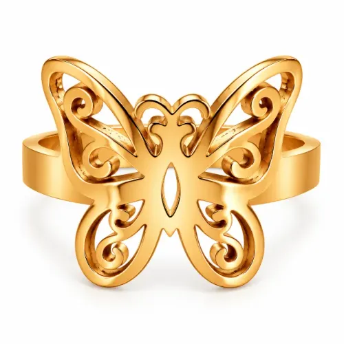 ANEL FEMININO BORBOLETA DOURADO - ELEGÂNCIA E DELICADEZA