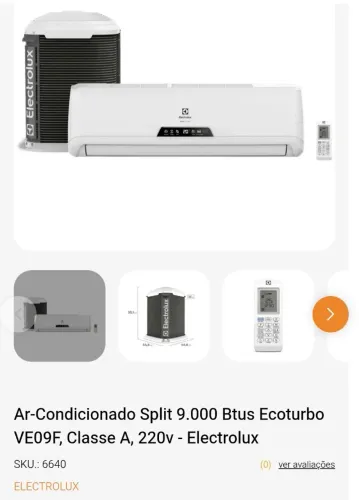 Ar-condicionado ELETROLUX 9000 BTUs