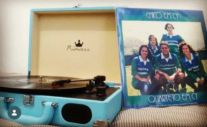 Vitrola Retrô Maleta Princess Azul - Toca Discos Portátil