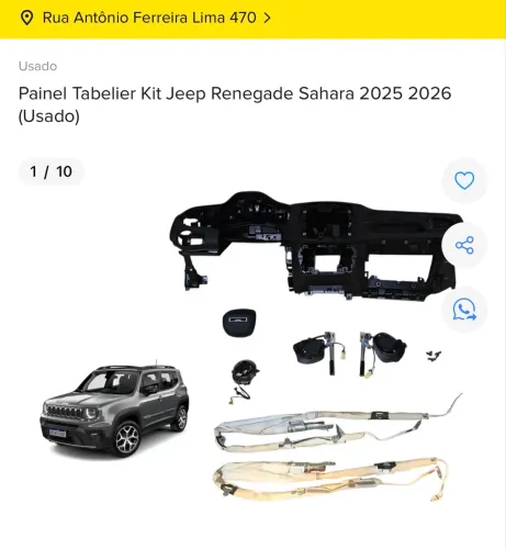 KIT AIRBAG JEEP RENEGADE 2025 2026 COMPLETO COM NF