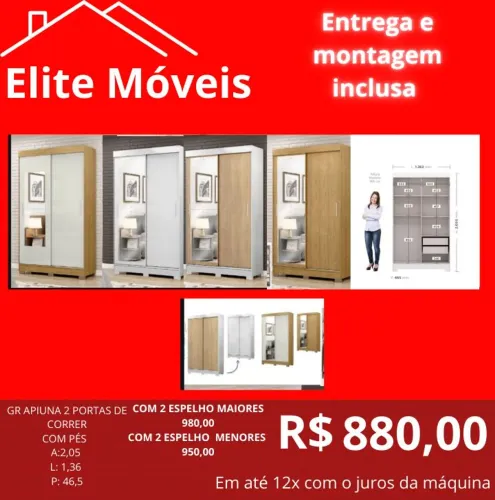 Guarda-Roupa Novo Na Caixa Com a montagem e a entrega.