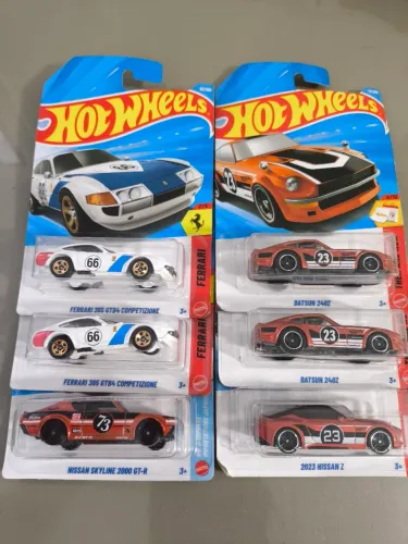 6 hot Wheels Ferrari, Datsun, Nissan skyline, Nissan z