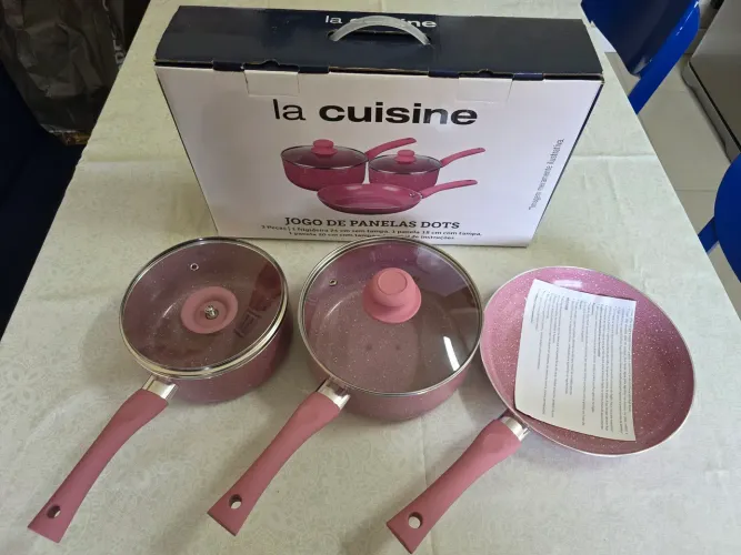 Jogo de panelas 5 peças Rosa - La Cuisine