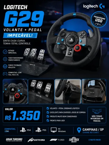 ? VOLANTE LOGITECH G29 + PEDAL ? IMPECÁVEL