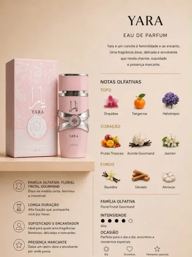 ? Perfume Yara Lattafa 100ml - Árabe Importado | Feminino