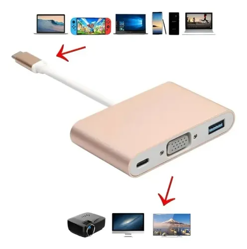 Adaptador It-Blue Thunderbolt 3.0 USB-C VGA 3 em 1 MacBook Air Pro M1 Novo Loja Coimbra Co
