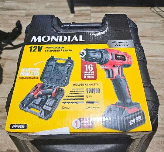 Parafusadeira E Furadeira Mondial 12V FPF-06M Com Maleta Completa