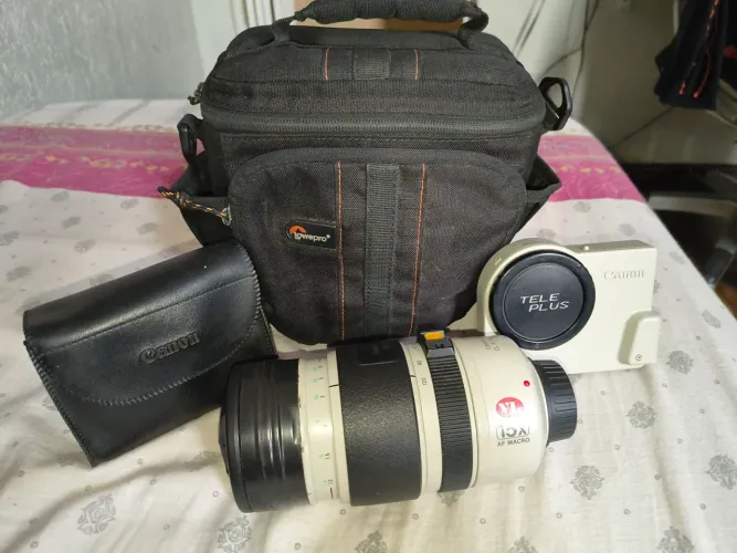 Kit Fotográfico Vintage Canon: Lente Macro 8-120mm + Bolsa Lowepro + Acessórios<br>