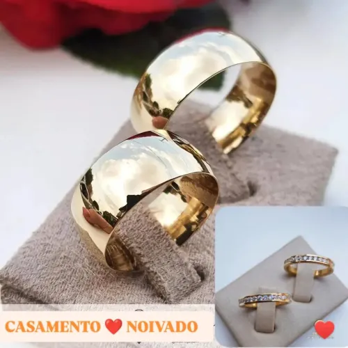 KIT ALIANÇAS BANHADAS A OURO 18K